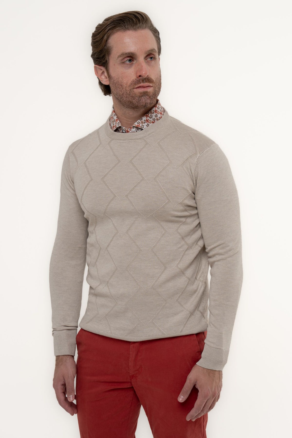 Maglia girocollo con texture in rilievo