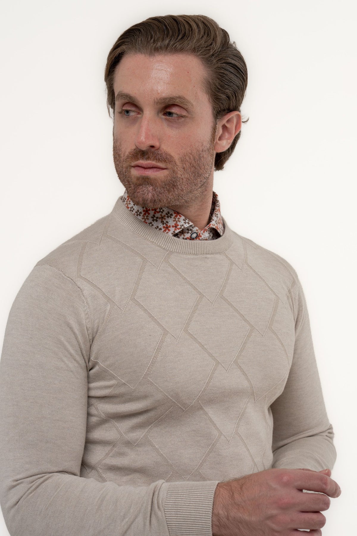 Maglia girocollo con texture in rilievo