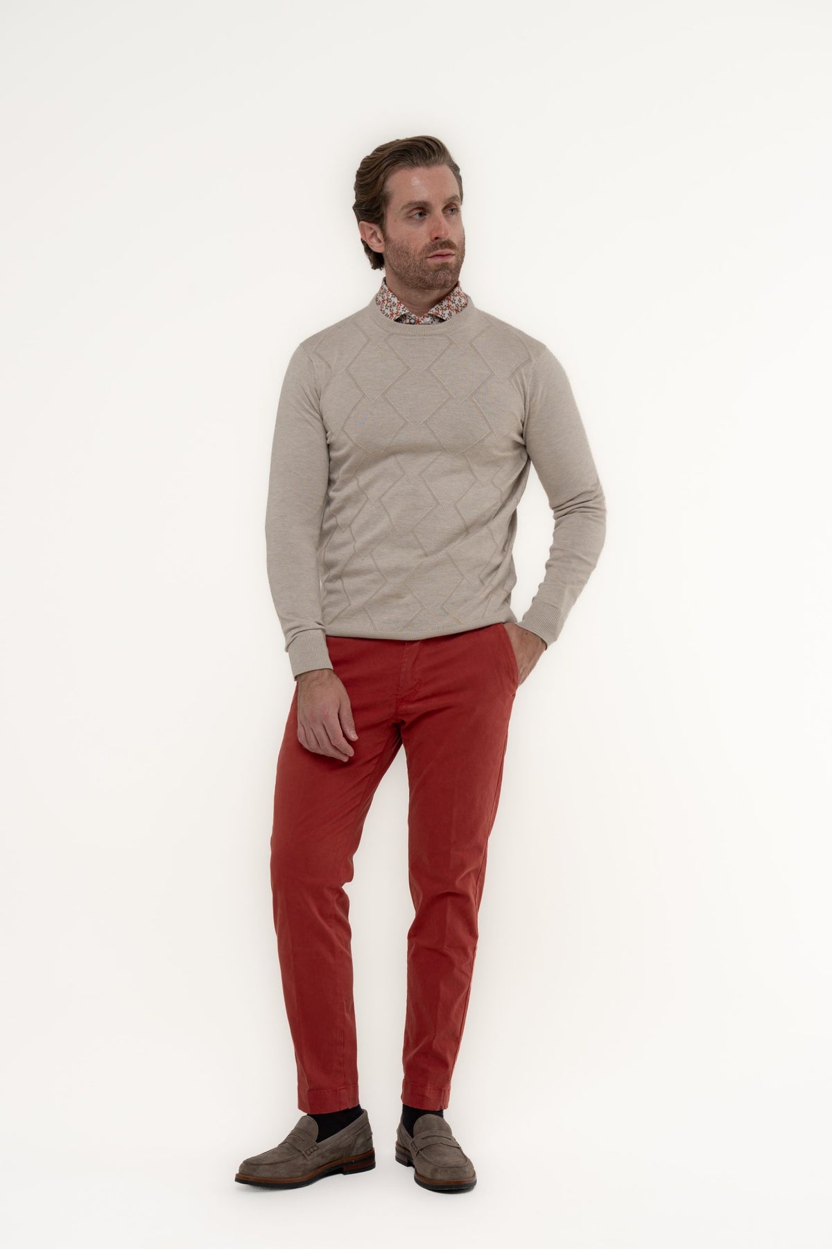 Maglia girocollo con texture in rilievo