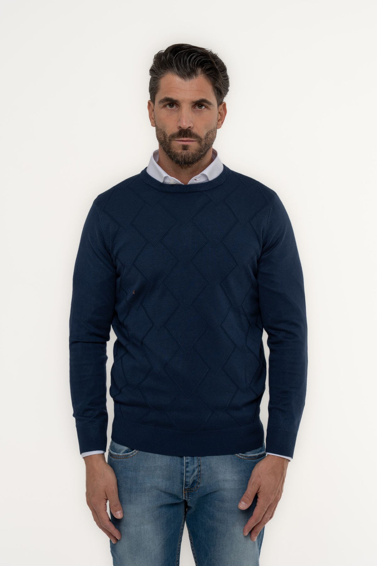 Maglia girocollo con texture in rilievo