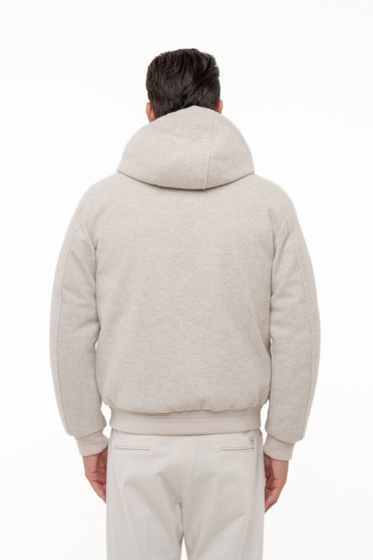 Bomber con cappuccio in panno