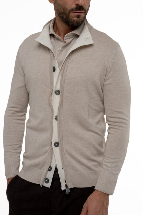 Cardigan con zip e bottoni