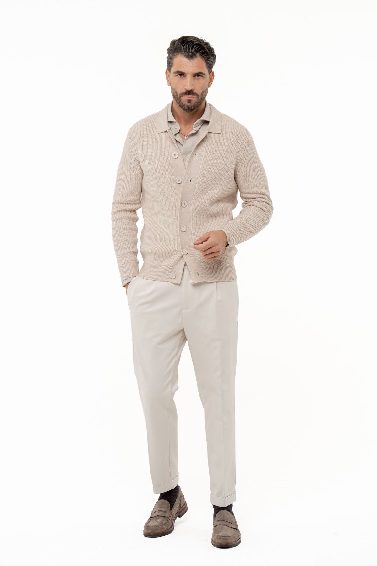 Cardigan con collo camicia